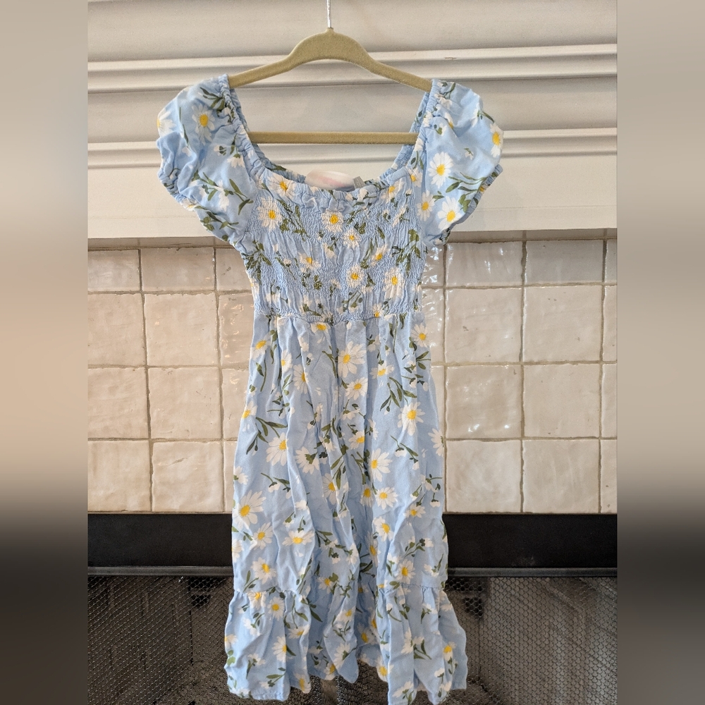 Place Blue Dress with Daisy Print